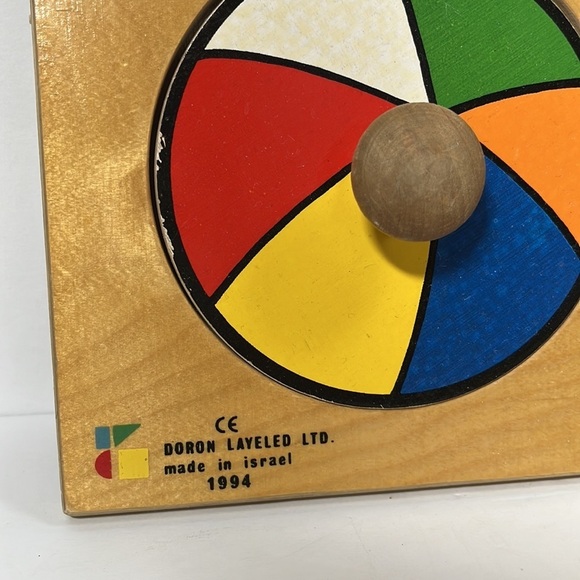 Vtg Puzzle Wood Knob Peg Handle Toddler Bear Ball Duck Blocks 1994 Doron Layeled - Picture 7 of 15